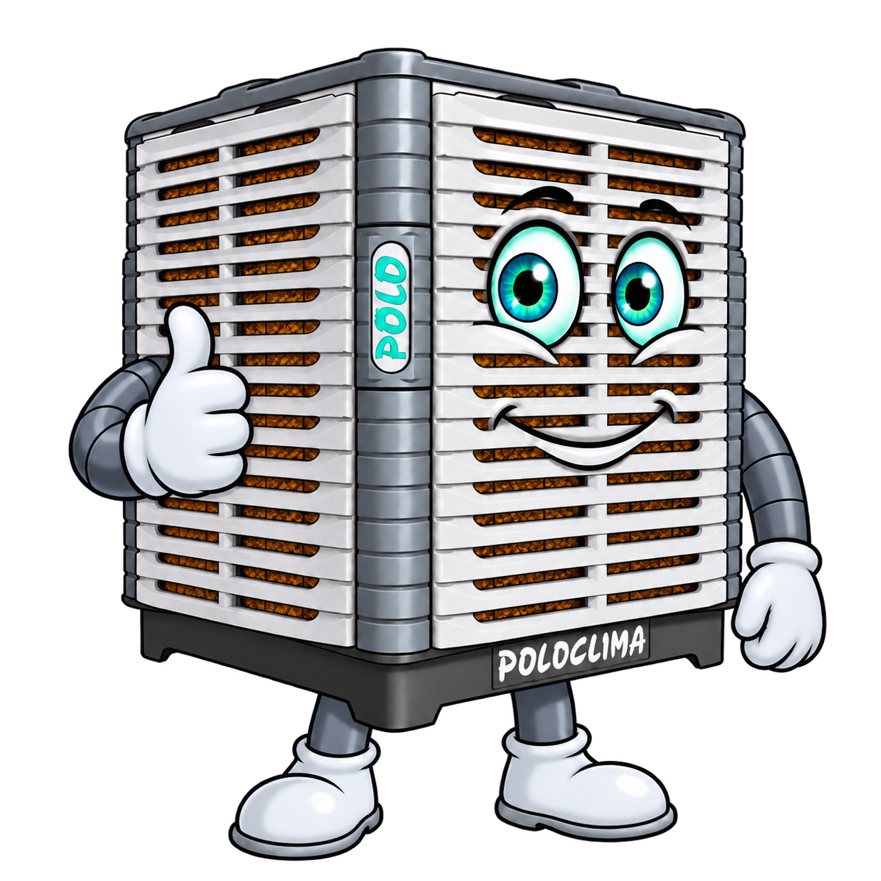 Mascote tradicional da Pólo Clima fazendo sinal de positivo